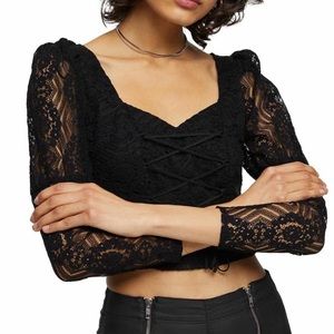 Black lace corset crop Blouse